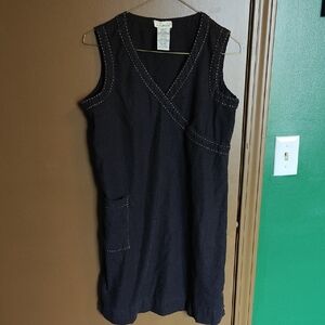 White Stag Black Sleeveless V-Neck Stitch-Accent Mini Dress - S